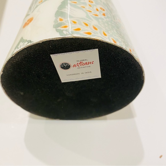 SET OF 3 MELA ARTISANS Candle Holders Cream Green Orange - Picture 4 of 12